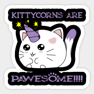 Kittycorns are Pawesome Cute Kitten Unicorn Kawaii Design Sticker